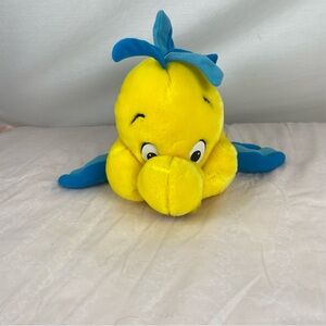 Disney Parks Flounder Plush The Little Mermaid 12” Yellow Blue